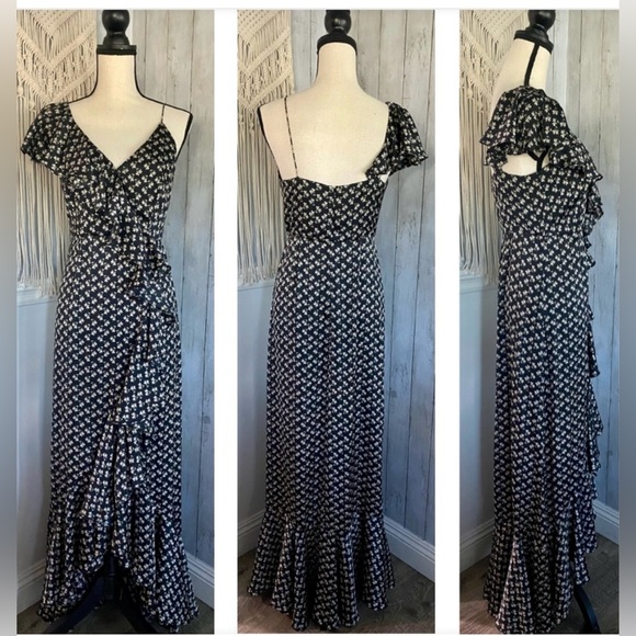 Jill Jill Stuart One-Shoulder Kiera Print Ruffle Gown NWT - Picture 4 of 5